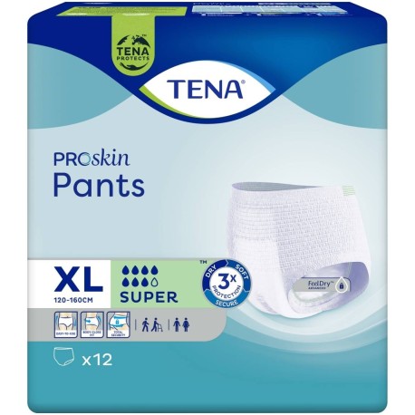 TENA ProSkin Pants Super Majtki chłonne XL 12 sztuk