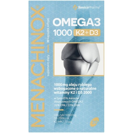 Menachinox Suplement diety omega 3 1000 K2 + D3 30 sztuk