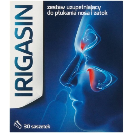 Irigasin Wyrób medyczny zestaw uzupełniający do płukania nosa i zatok 64,8 g (30 x 2,16 g)