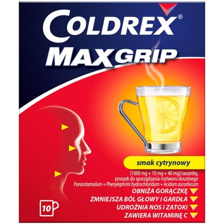 Coldrex MaxGrip Lek przeciw objawom grypy i przeziębienia 10 sztuk