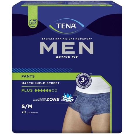 TENA Men Pants Plus Męska bielizna chłonna S/M 9 sztuk