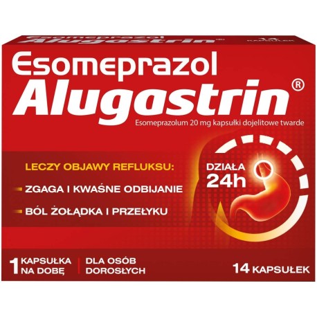 Alugastrin Esomeprazol Esomeprazolum 20 mg Lek 14 sztuk