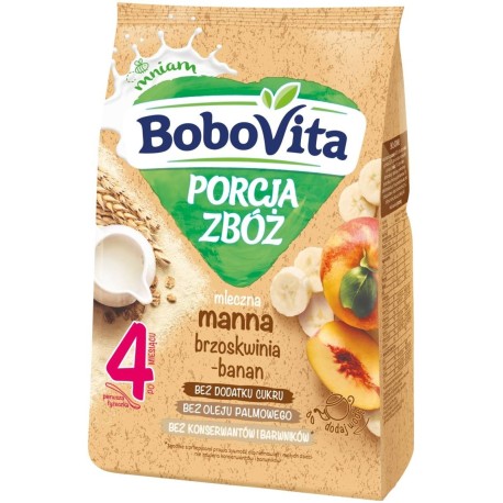 BoboVita Porcja zbóż Kaszka mleczna manna brzoskwinia-banan po 4 miesiącu 210 g