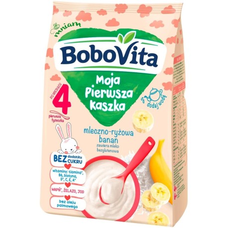 BoboVita Moja Pierwsza Kaszka mleczno-ryżowa banan po 4 miesiącu 230 g