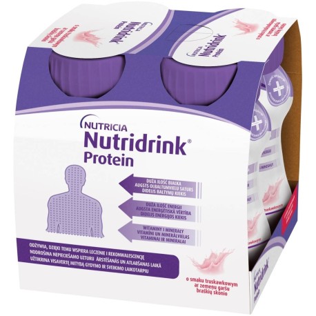 Nutridrink Protein Żywność specjalnego przeznaczenia medycznego truskawka 500 ml (4 x 125 ml)