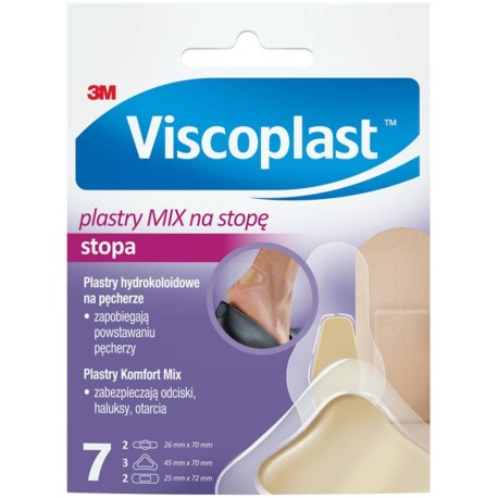 Viscoplast Zestaw plastrów mix na stopę 3 rozmiary 7 sztuk