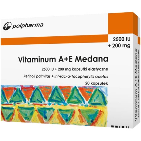 Vitaminum A+E Medana (2500 j.m. + 200 mg) x 20 kaps. elast.