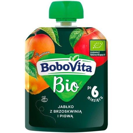 BoboVita Bio Jabłko z brzoskwinią i pigwą po 6 miesiącu 80 g