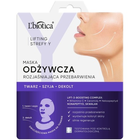 L'biotica Lifting Strefy Y Odżywcza maska do twarzy rozjaśniająca przebarwienia 1szt