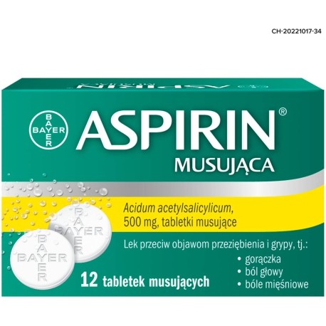 Aspirin Musująca Lek przeciw objawom przeziębienia i grypy 12 sztuk