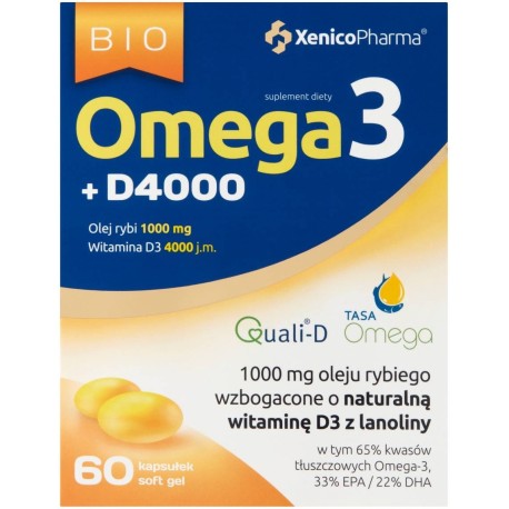 Suplement diety bio omega 3 + D4000 83,4 g (60 x 1390 mg)