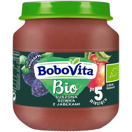 BoboVita Bio Suszona śliwka z jabłkami po 5 miesiącu 125 g