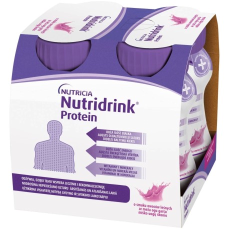 Nutridrink Protein Żywność specjalnego przeznaczenia medycznego owoce leśne 500 ml (4 x 125 ml)