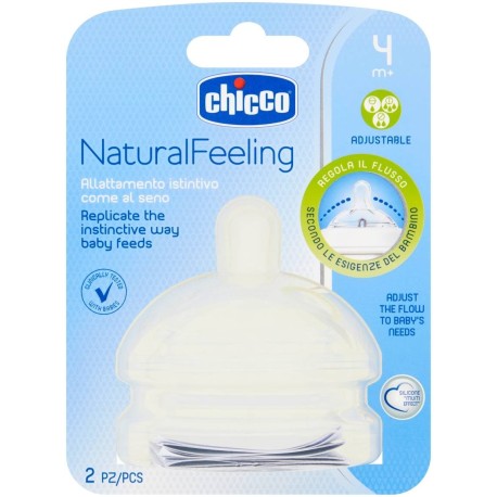 Chicco NaturalFeeling Smoczek na butelkę silikonowy 4 m+ 2 sztuki