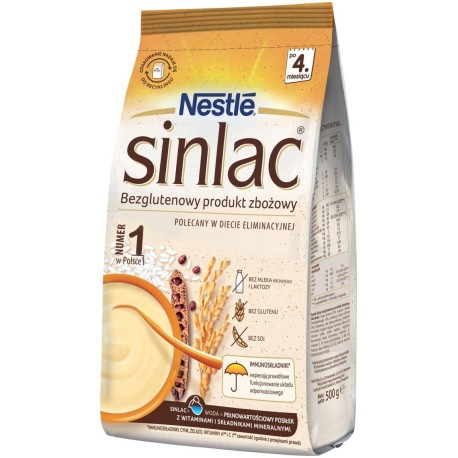 Nestlé Sinlac Bezglutenowy produkt zbożowy po 4. miesiącu 500 g