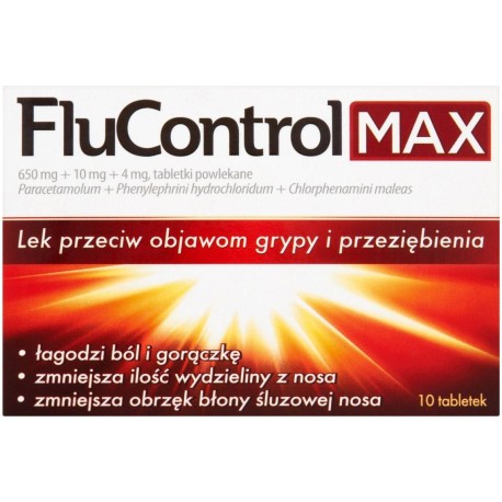 FluControl Max Lek przeciw objawom grypy i przeziębienia 10 sztuk