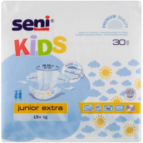 Seni Kids Junior Extra Pieluchomajtki dla dzieci 15+ kg 30 sztuk