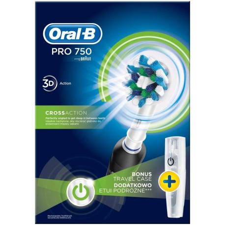 Oral-B PRO 750 CrossAction Szczoteczka elektryczna + etui podróżne