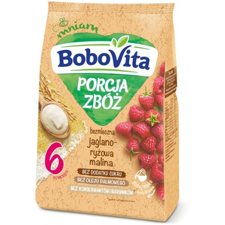 BoboVita Porcja zbóż Kaszka bezmleczna jaglano-ryżowa malina po 6 miesiącu 170 g