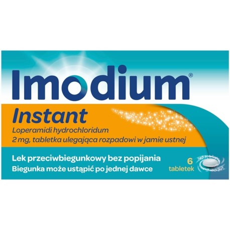 Imodium Instant Lek przeciwbiegunkowy bez popijania smak miętowy 6 sztuk