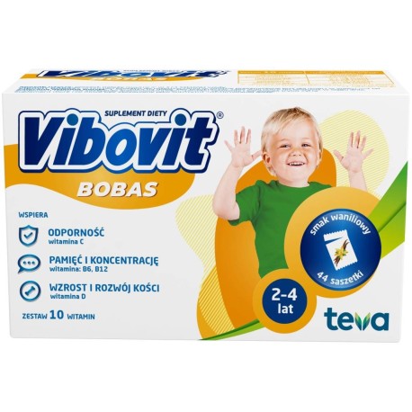 Vibovit Bobas Suplement diety smak waniliowy 88 g (44 sztuki)