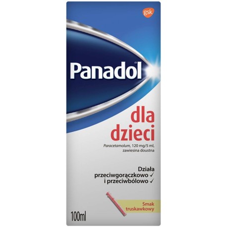 Panadol 120 mg/5 ml Zawiesina doustna dla dzieci smak truskawkowy 100 ml