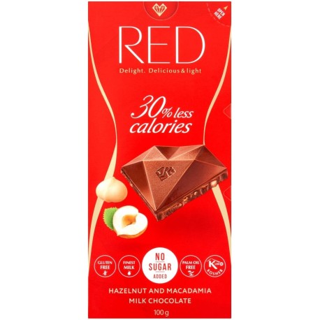 Red Delight Czekolada mleczna z orzechami laskowymi i orzechami makadamia 100 g