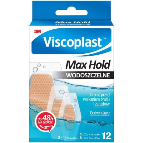 Viscoplast Max Hold Plastry wodoszczelne zestaw 3 rozmiary 12 sztuk