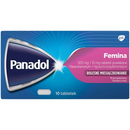 Panadol Femina 500 mg + 10 mg Tabletki powlekane 10 sztuk