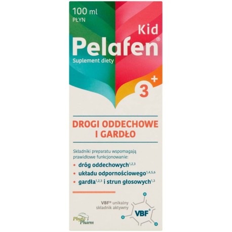 Pelafen Kid Suplement diety płyn drogi oddechowe i gardło smak owocowy 100 ml