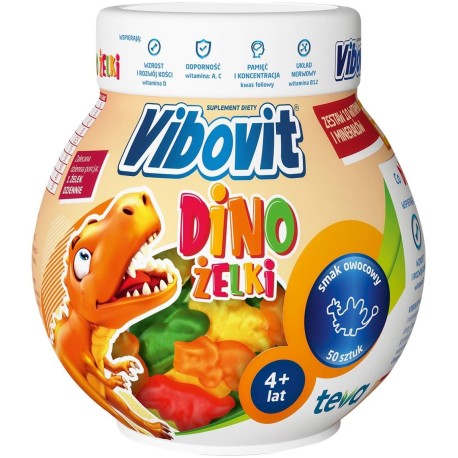 Vibovit Dino żelki Suplement diety smak owocowy 225 g (50 sztuk)