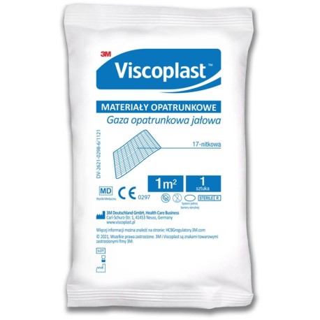 Viscoplast Gaza opatrunkowa jałowa bawełniana 17 nitkowa 1 m²