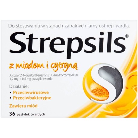 Strepsils z miodem i cytryną Pastylki twarde 36 sztuk