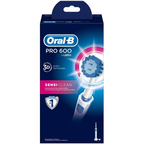 Oral-B PRO 600 Sensi-Clean Szczoteczka elektryczna do zębów stworzona w technologii Braun