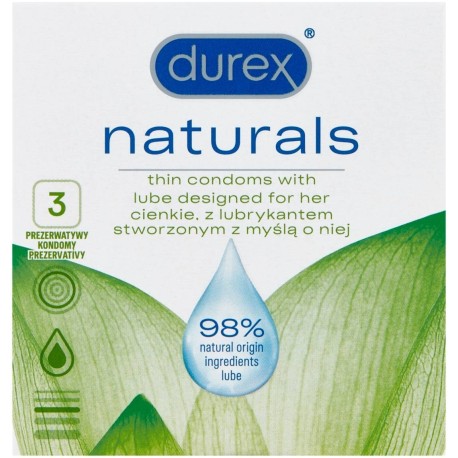 Durex Naturals Prezerwatywy 3 sztuki