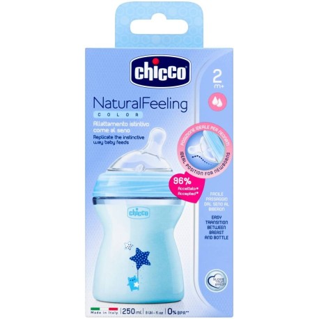 Chicco NaturalFeeling Color Butelka plastikowa 250 ml  2m+