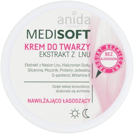 Anida Medisoft Krem do twarzy nawilżająco-łagodzący ekstrakt z lnu 100 ml