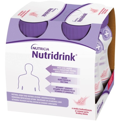 Nutridrink Żywność specjalnego przeznaczenia medycznego truskawka 500 ml (4 x 125 ml)