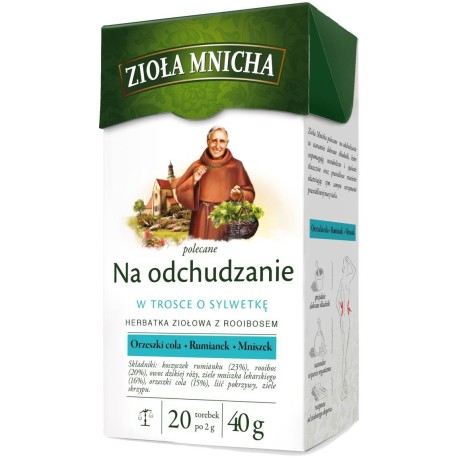 Zioła Mnicha Herbatka ziołowa z rooibosem na odchudzanie 40 g (20 x 2 g)