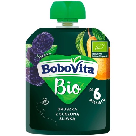 BoboVita Bio Gruszka z suszoną śliwką po 6 miesiącu 80 g