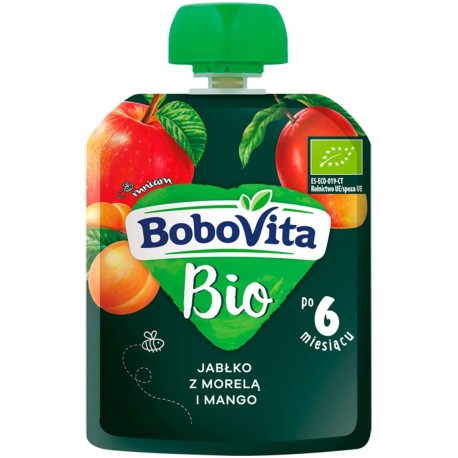 BoboVita Bio Jabłko z morelą i mango po 6 miesiącu 80 g