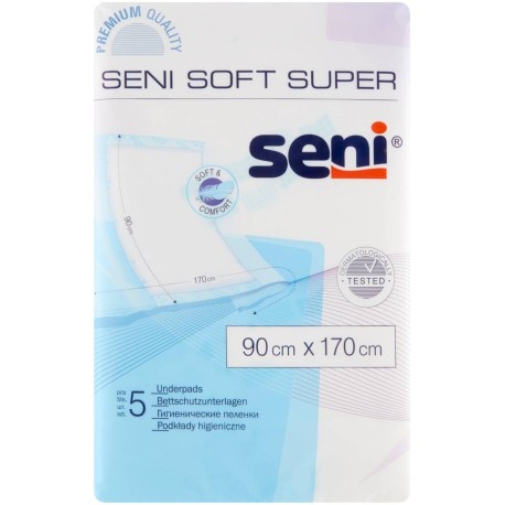 Seni Soft Super Wyrób medyczny podkłady higieniczne 90 cm x 170 cm 5 sztuk