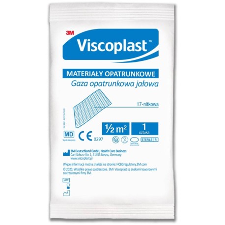 Viscoplast Gaza opatrunkowa jałowa bawełniana 17 nitkowa ½ m²