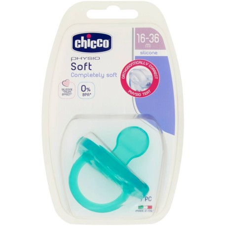 Chicco Physio Soft Smoczek do uspokajania silikonowy niebieski 16-36 m