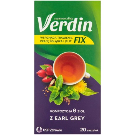 Verdin Fix Suplement diety kompozycja 6 ziół z earl grey 36 g (20 x 1,8 g)