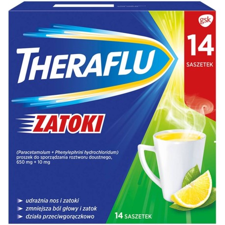 Theraflu Zatoki 650 mg + 10 mg Lek wieloskładnikowy 14 sztuk