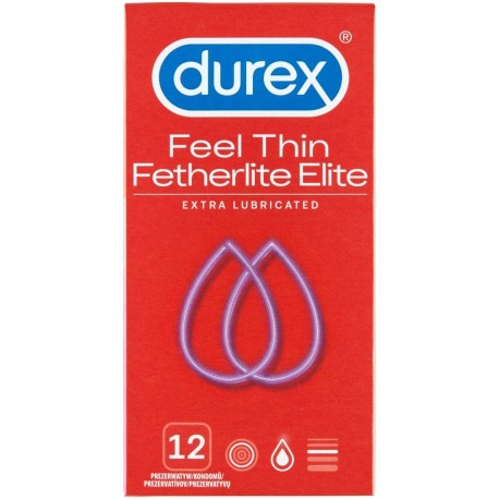 Durex Feel Thin Fetherlite Elite Extra Lubricated Prezerwatywy 12 sztuk
