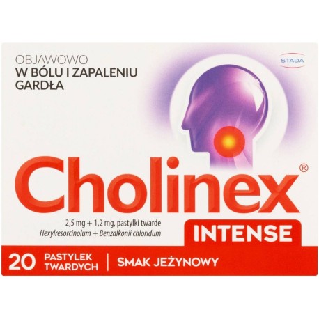 Cholinex Intense 2,5 mg + 1,2 mg Pastylki smak jeżynowy 20 sztuk