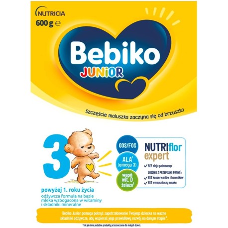 Bebiko Junior 3 Odżywcza formuła na bazie mleka dla dzieci powyżej 1. roku życia 600 g