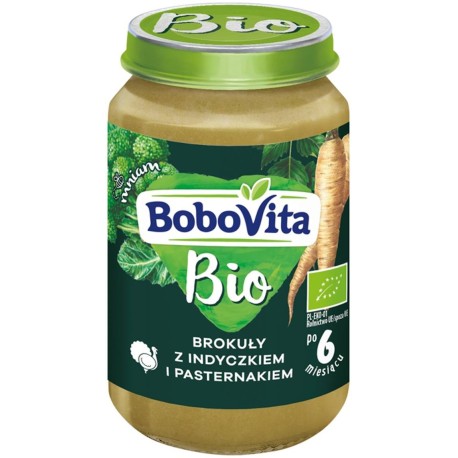BoboVita Bio Brokuły z indyczkiem i pasternakiem po 6 miesiącu 190 g